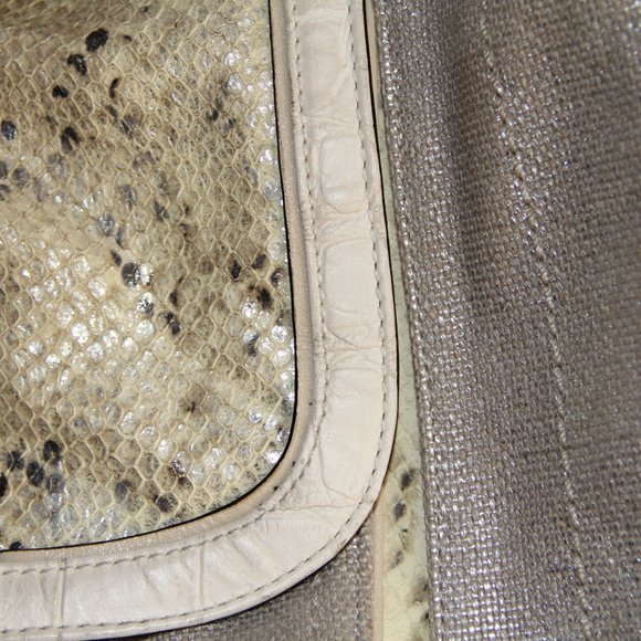 Coach Kristin Python & Silver Linen Large Hobo Bag - Picture 12 of 12